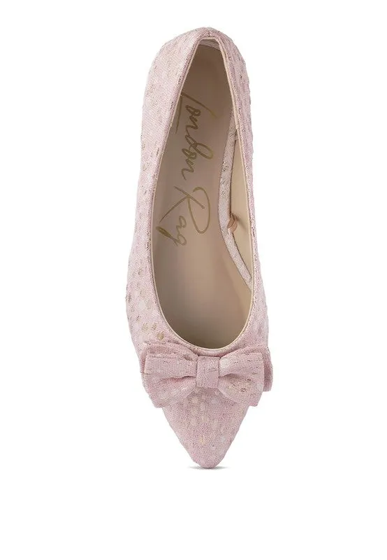 Ivory Bow Flats Cicely Jacquard Bow Embellished Ballet Flats