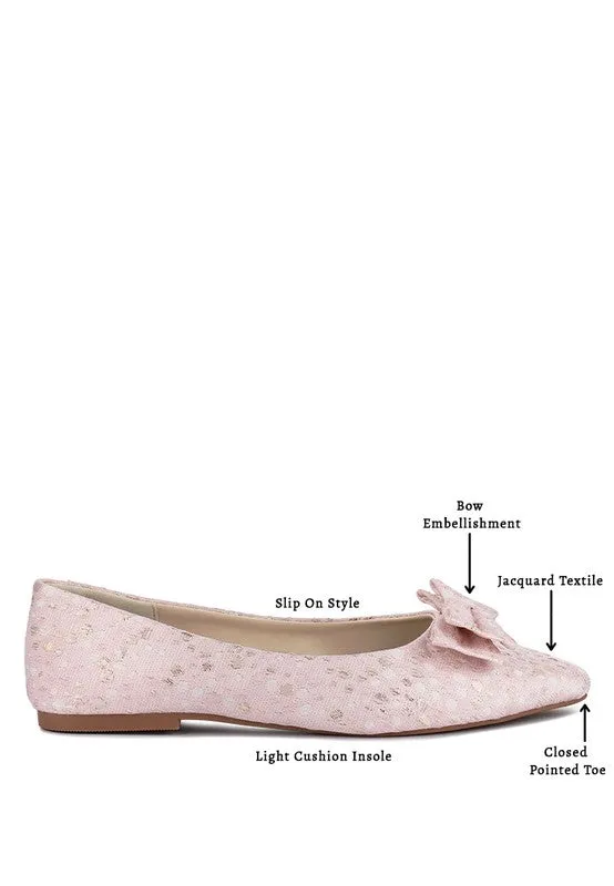 Ivory Bow Flats Cicely Jacquard Bow Embellished Ballet Flats