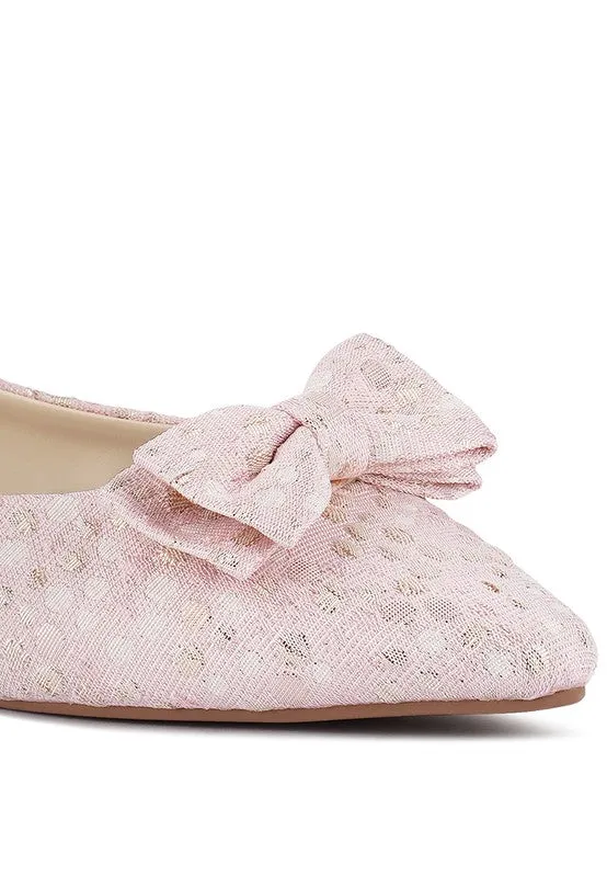 Ivory Bow Flats Cicely Jacquard Bow Embellished Ballet Flats