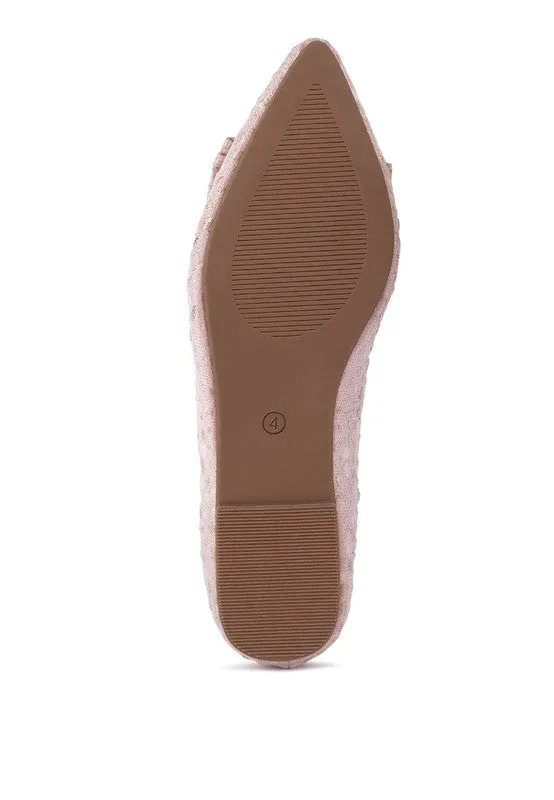Ivory Bow Flats Cicely Jacquard Bow Embellished Ballet Flats