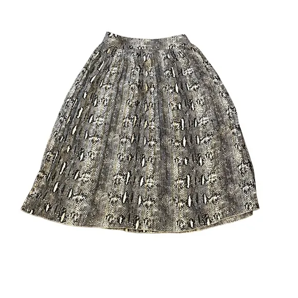 J Crew Factory Lightweight Pleated Snakeprint Midi Skirt