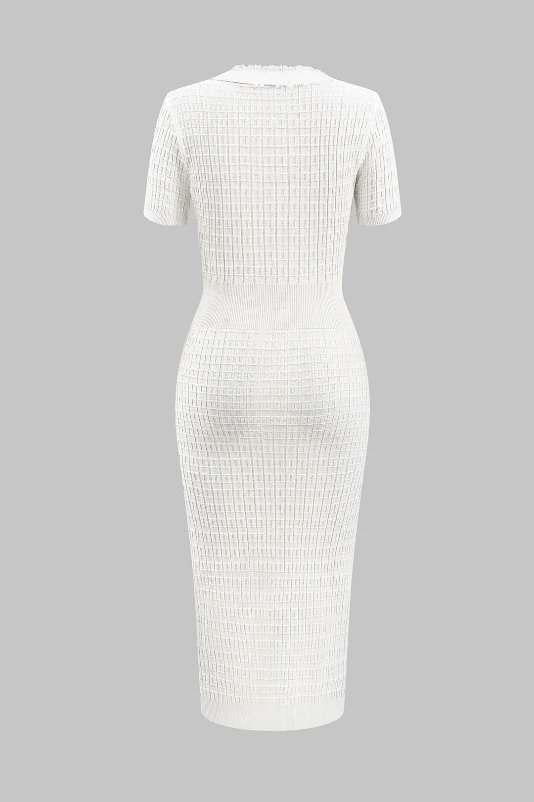 Joan - Classic Button Detail Woman's Knit Short Sleeve Dress