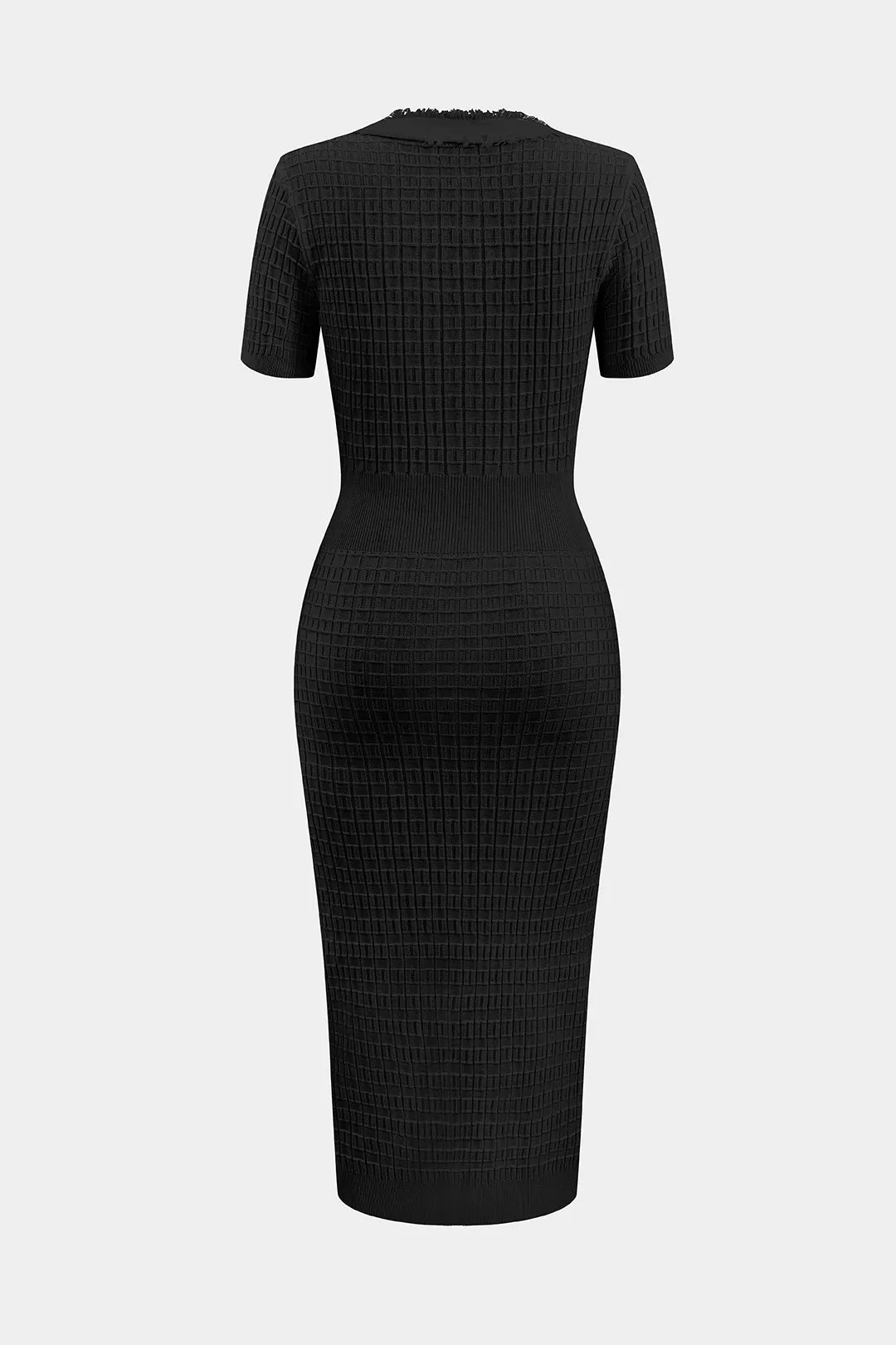 Joan - Classic Button Detail Woman's Knit Short Sleeve Dress