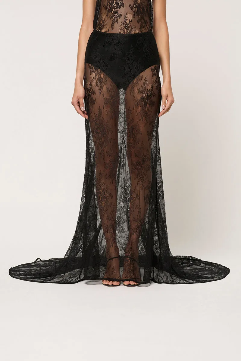 LACE MAXI SKIRT WITH TRAIN
