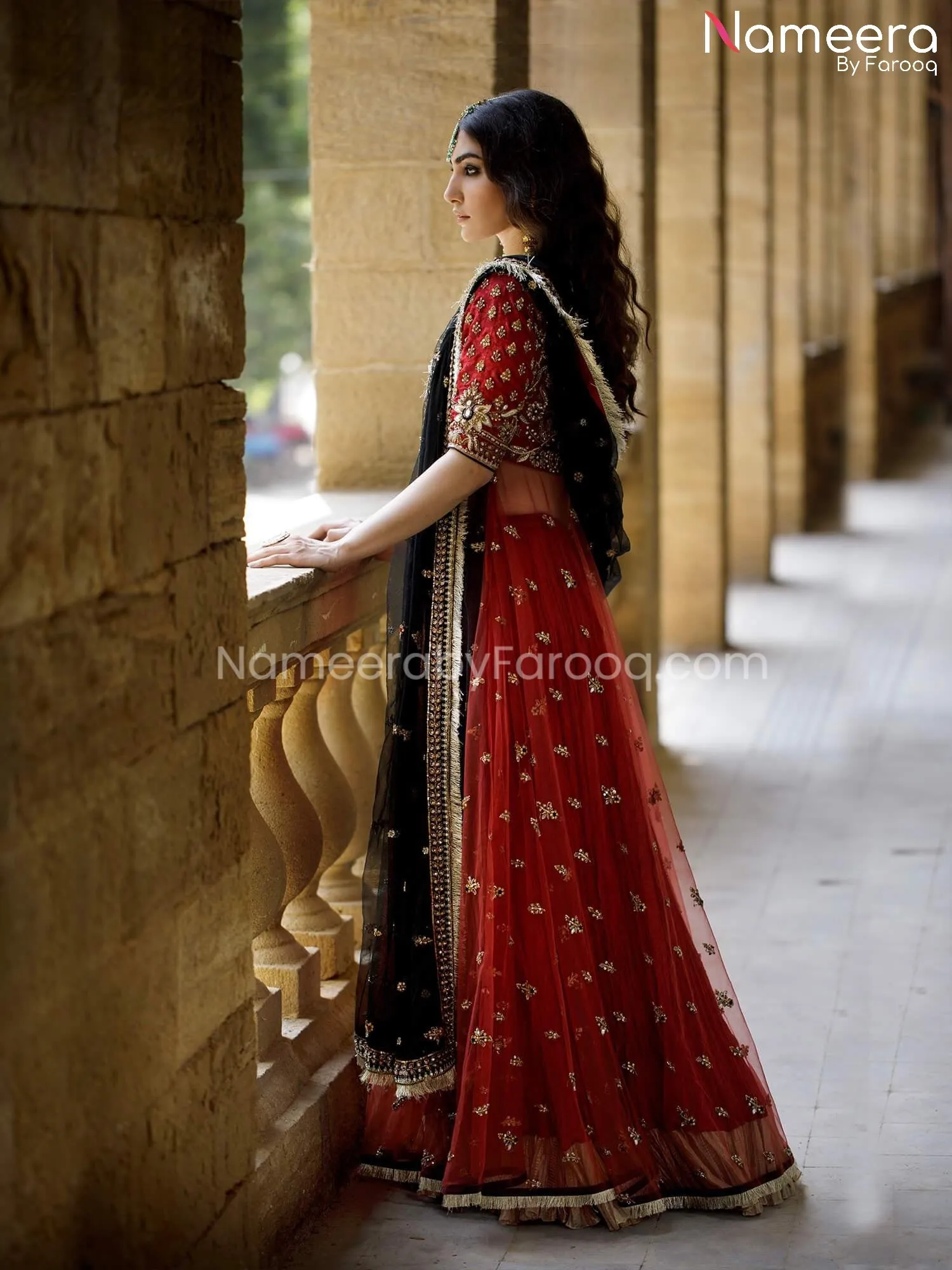 Latest Bridal Red Lehenga with Pishwas Online #BS190