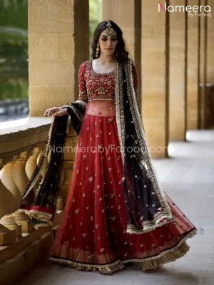 Latest Bridal Red Lehenga with Pishwas Online #BS190