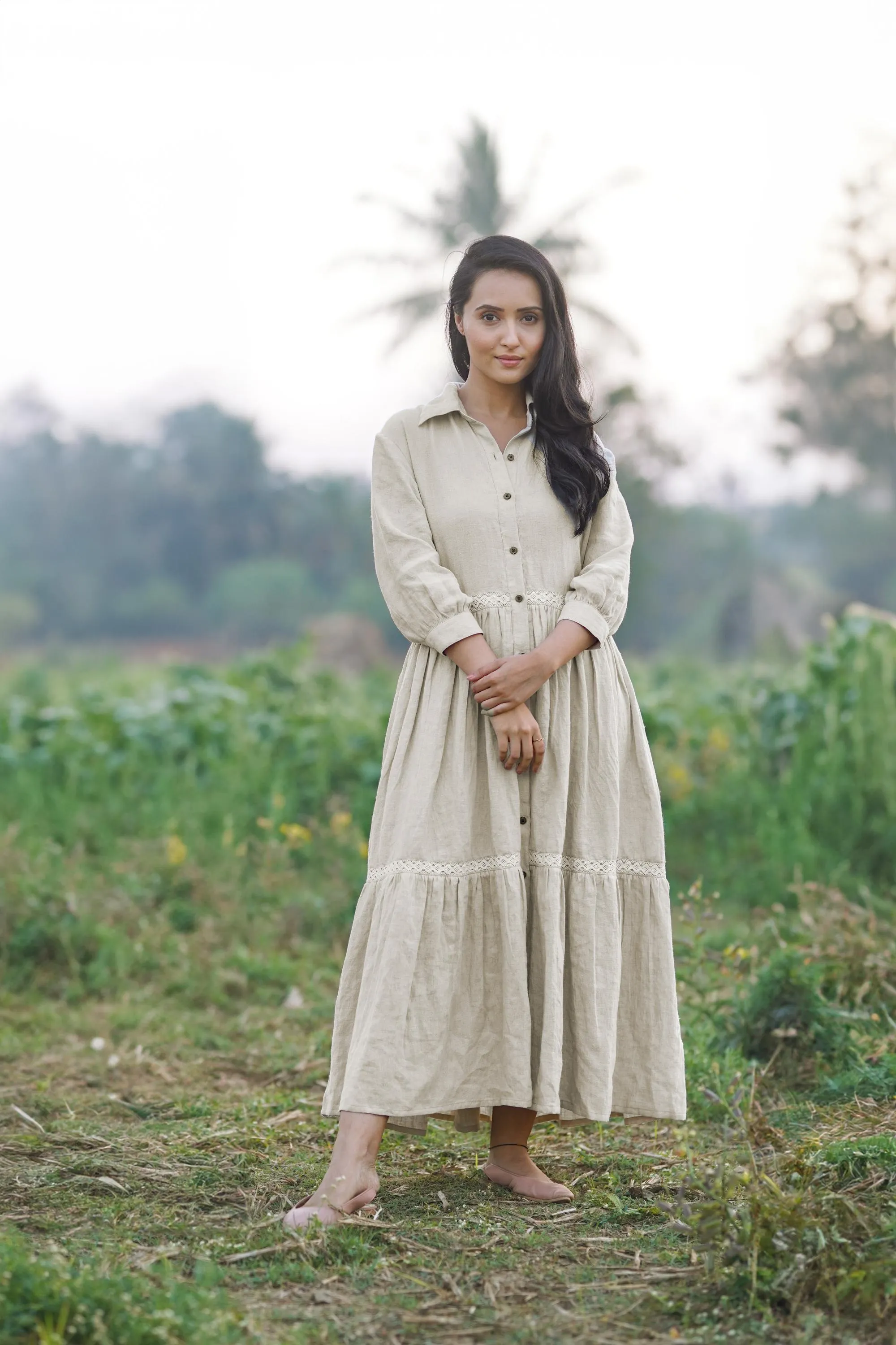 Linen Ariel Maxi Dress-Muted Mocha