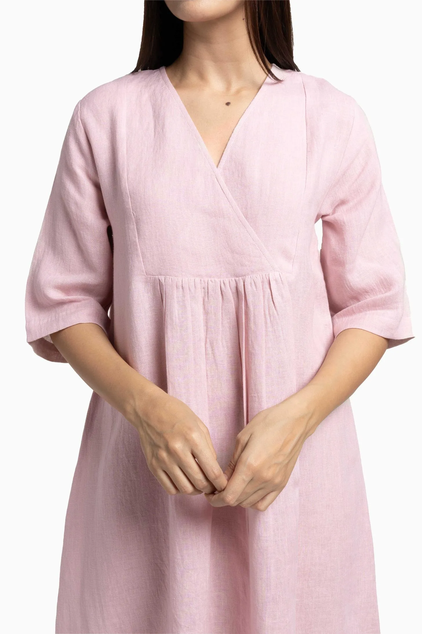 Linen Citrus Midi Dress-Muted Mocha