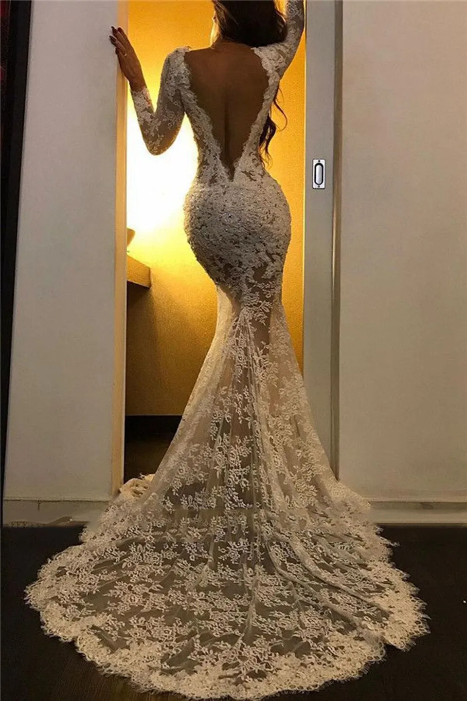 Long Sleeves Sexy Split Mermaid Dresses