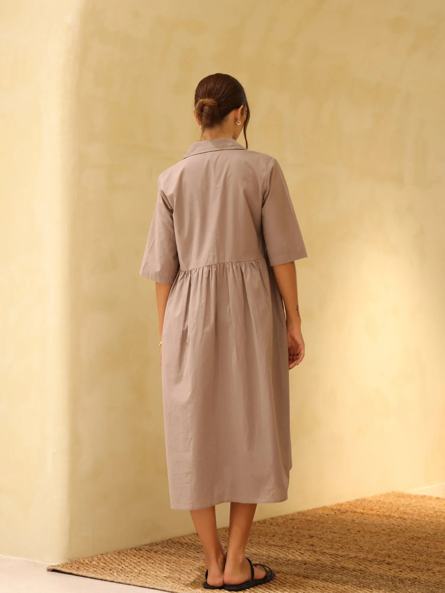 Loose Fit Button Down Midi Dress