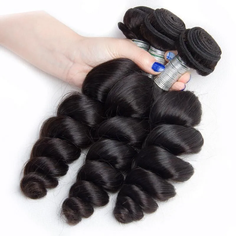 Loose Wave Bundles and a 13x4 Frontal Brazilian Unprocessed Virgin Human Hair
