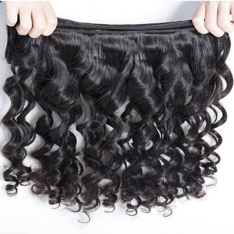 Loose Wave Bundles and a 13x4 Frontal Brazilian Unprocessed Virgin Human Hair