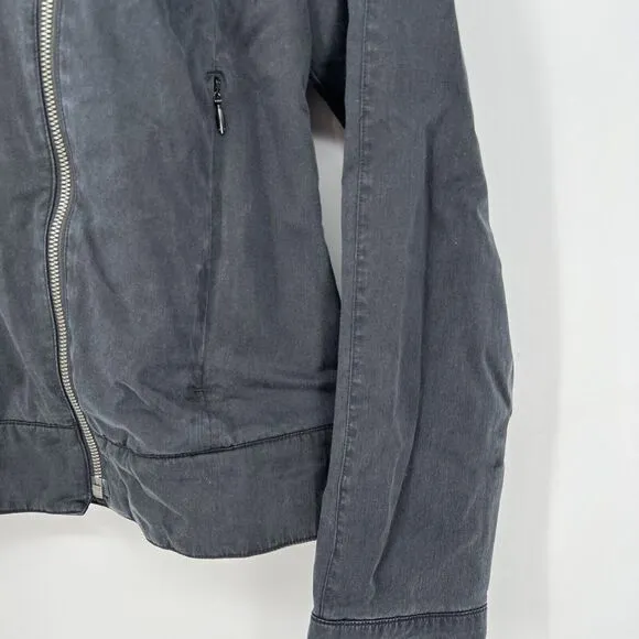 Lululemon Over The Top Moto Jacket Black Size 6 Full Zip Asymmetrical Breathable