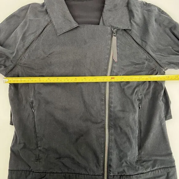 Lululemon Over The Top Moto Jacket Black Size 6 Full Zip Asymmetrical Breathable