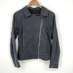 Lululemon Over The Top Moto Jacket Black Size 6 Full Zip Asymmetrical Breathable