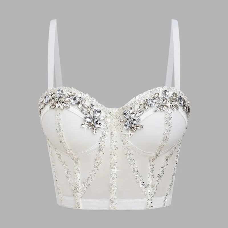 Luxe Rhinestone Embellished Bustier Crop Top