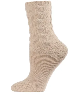 MEMOI MCF05704 CABLE SWEATER KNIT CREW OATMEAL