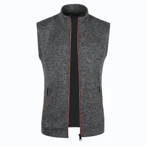 men's knitted velvet fashion casual top zipper vest sleeveless high neck fleece solid color men's wear