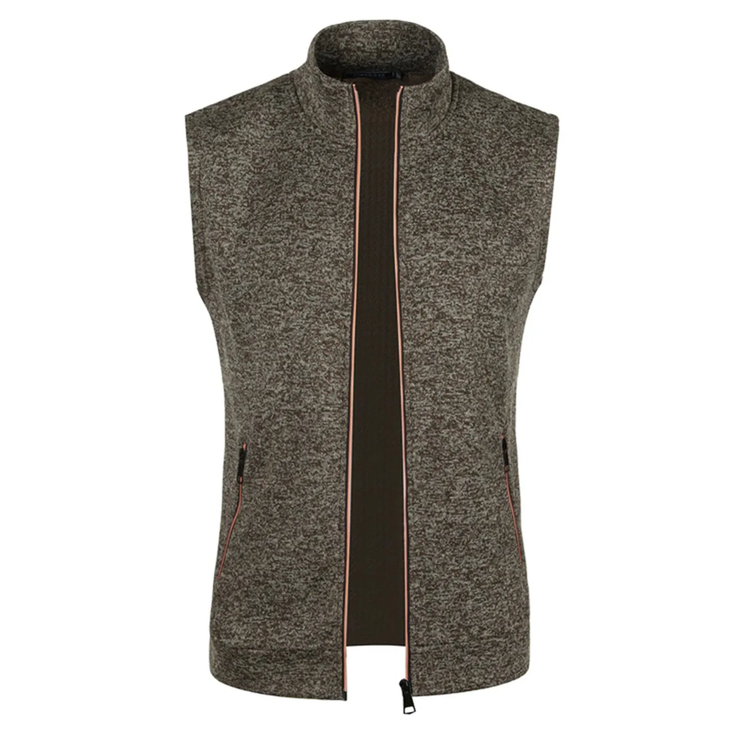 men's knitted velvet fashion casual top zipper vest sleeveless high neck fleece solid color men's wear