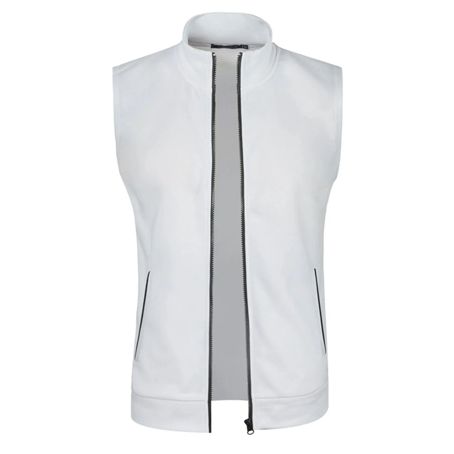 men's knitted velvet fashion casual top zipper vest sleeveless high neck fleece solid color men's wear
