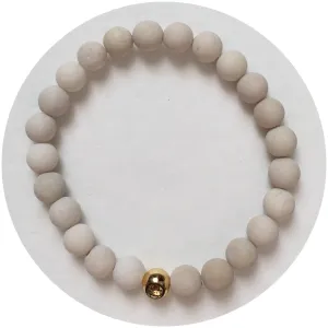 Mens Matte Beige Riverstone with Gold Accent