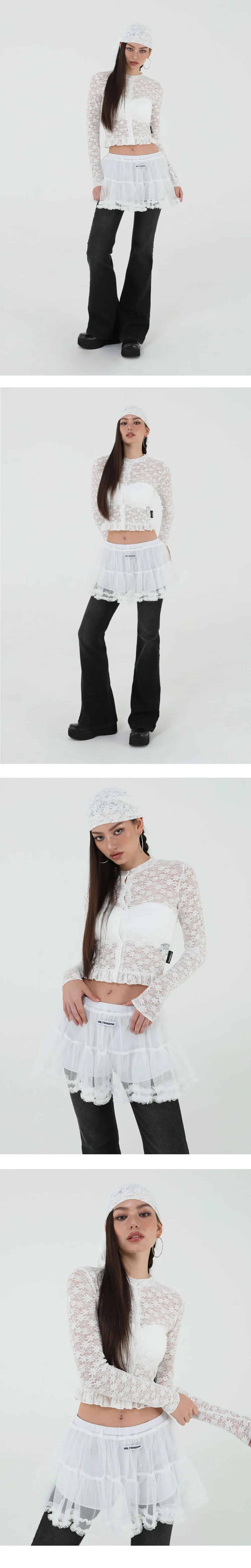MESH FRILL CANCAN SKIRT(WHITE)