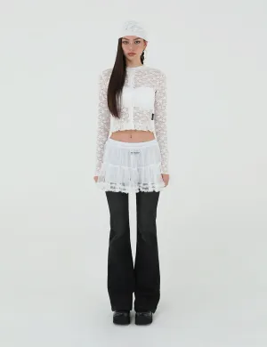 MESH FRILL CANCAN SKIRT(WHITE)