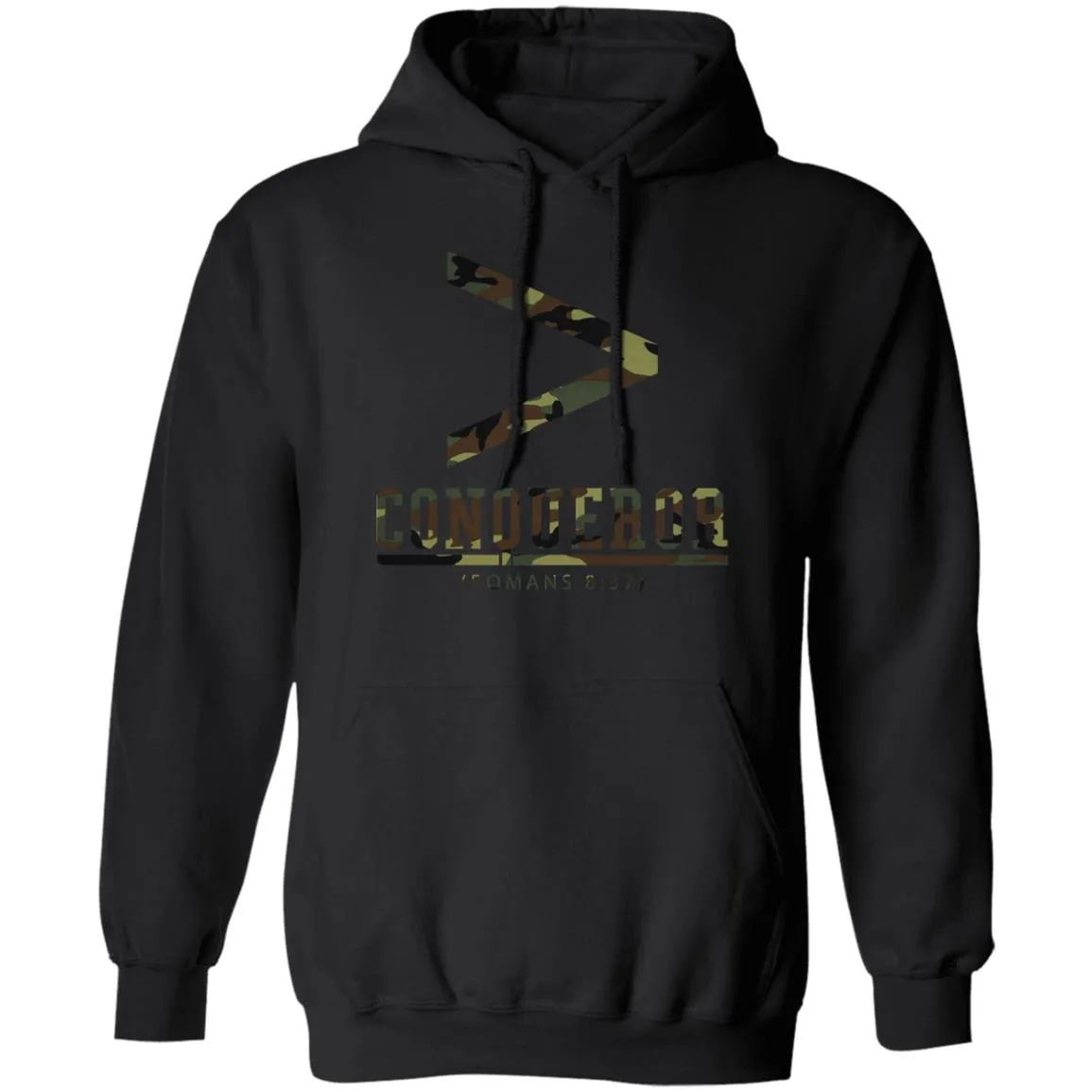 More Than a Conqueror Black (Camo) Hoodie