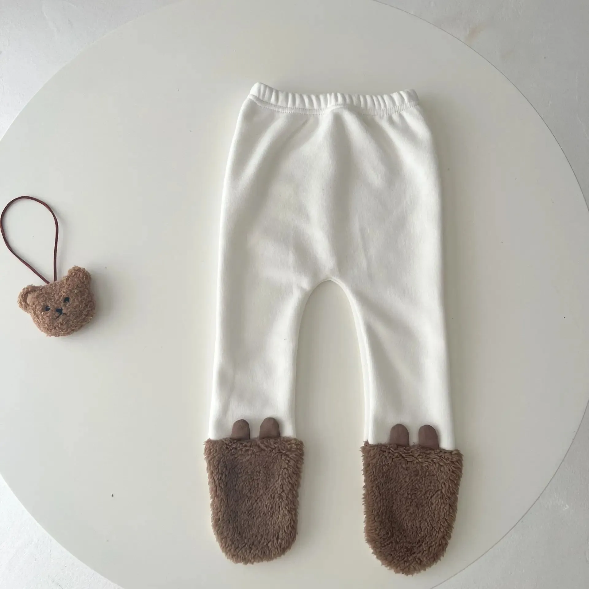 Newborn Baby Clothes Autumn Winter Hooded Cute Bear Jumpsuit Long-Sleeved Warm Plush Infant Romper Clothes Pant Set Kids Costume