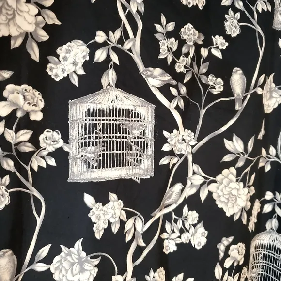 NWT Talbots Black &amp; White Bird Cage Floral Skirt Scallop Hem Size 14 Lined