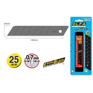 OLFA Black Blades 25mm Pack of 5 HBB-5B