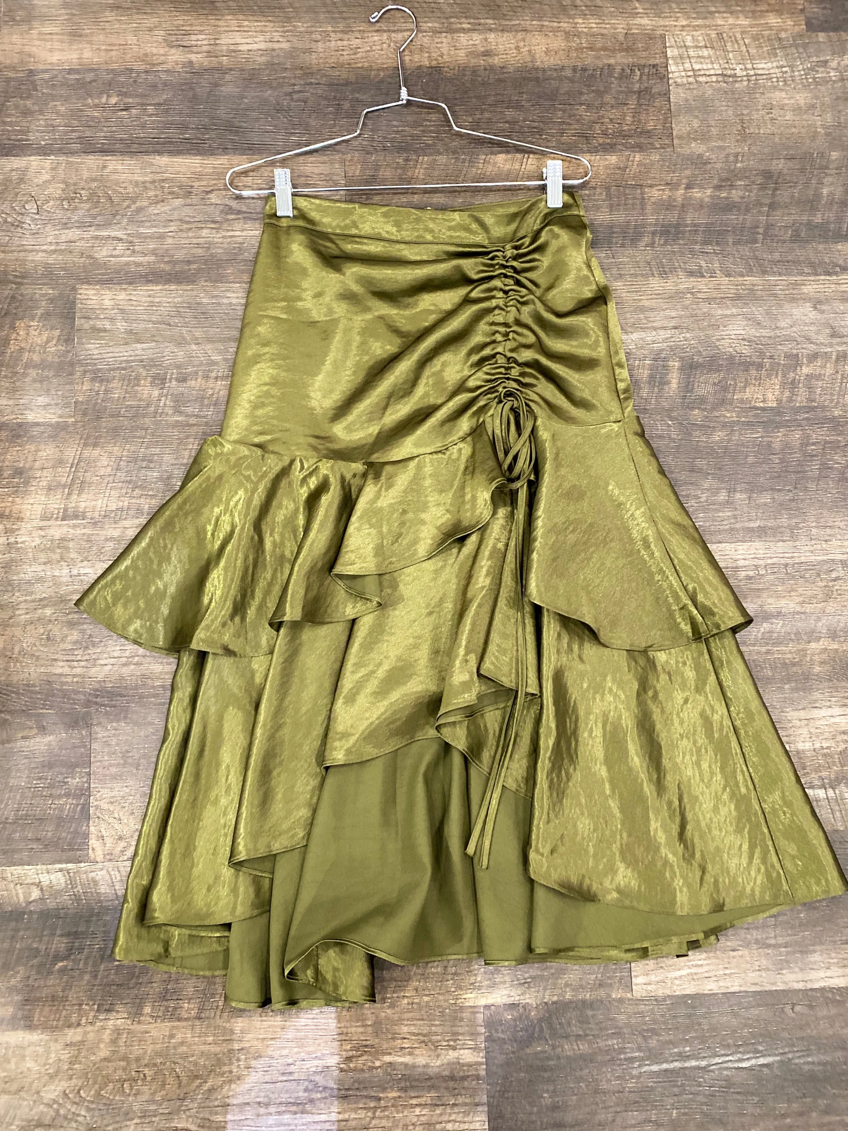 Olive Layered Satin Skirt