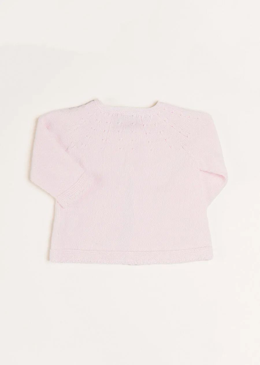 Openwork Detail Baby Cardigan in Pink (1-12mths)