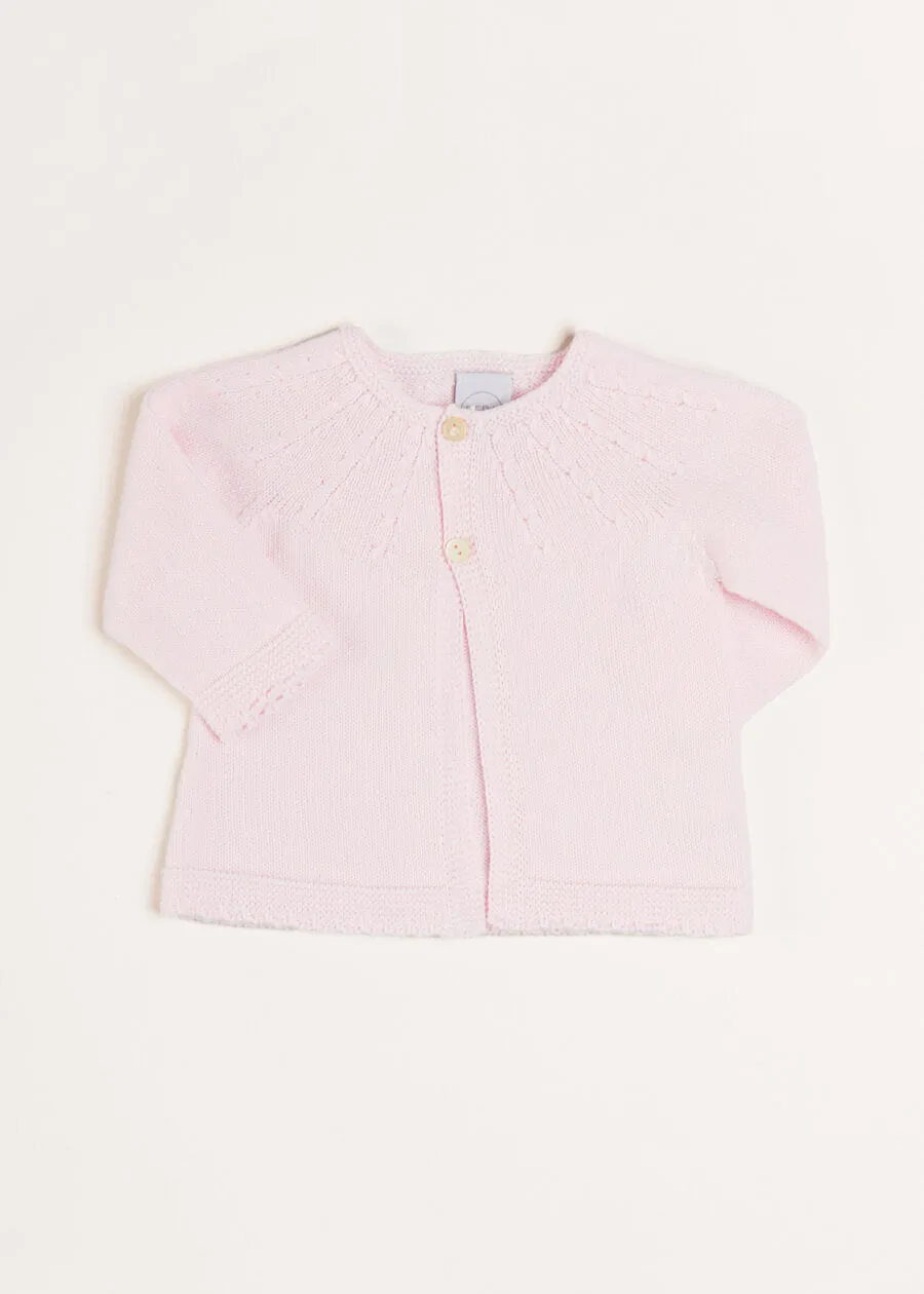 Openwork Detail Baby Cardigan in Pink (1-12mths)