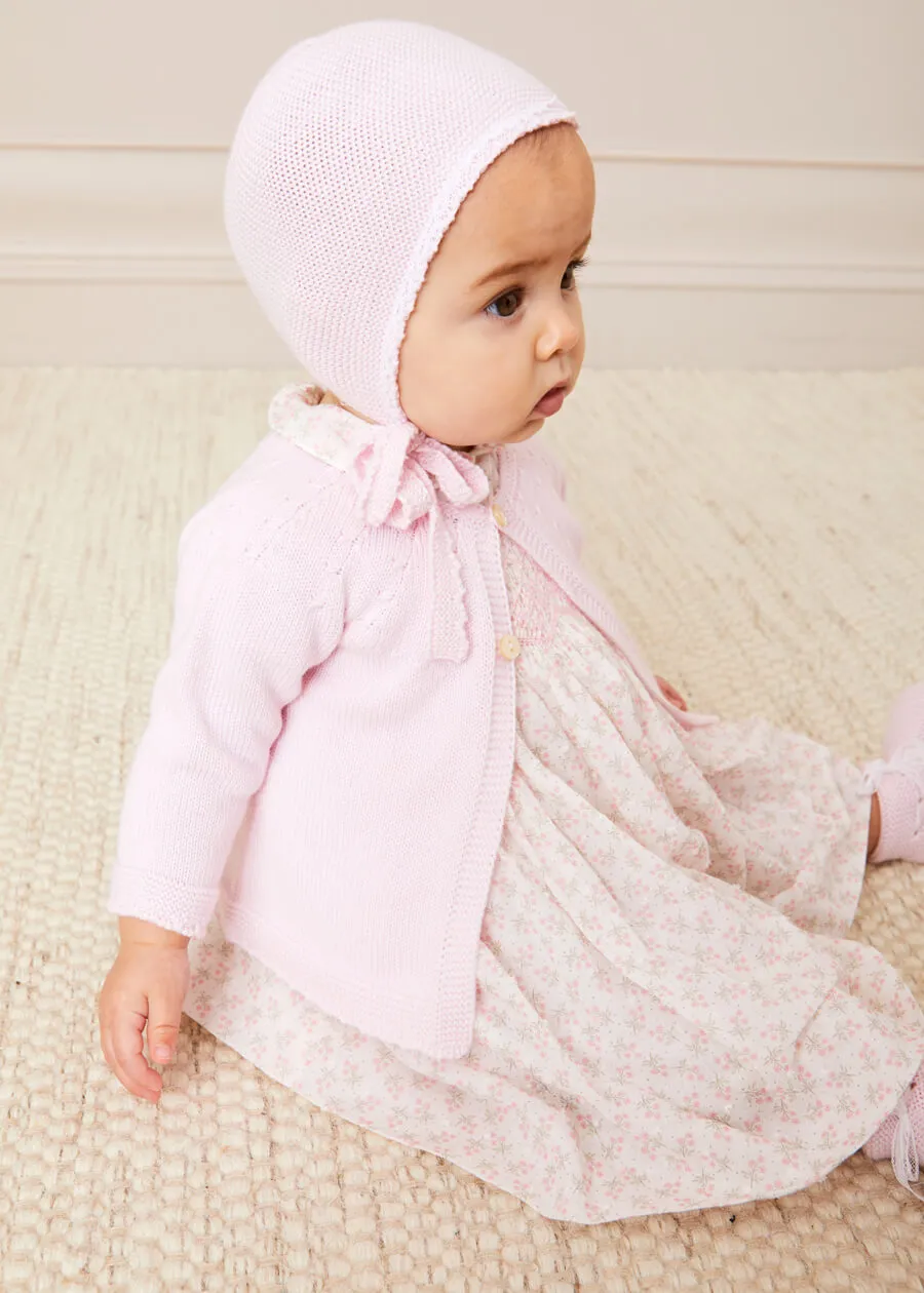 Openwork Detail Baby Cardigan in Pink (1-12mths)