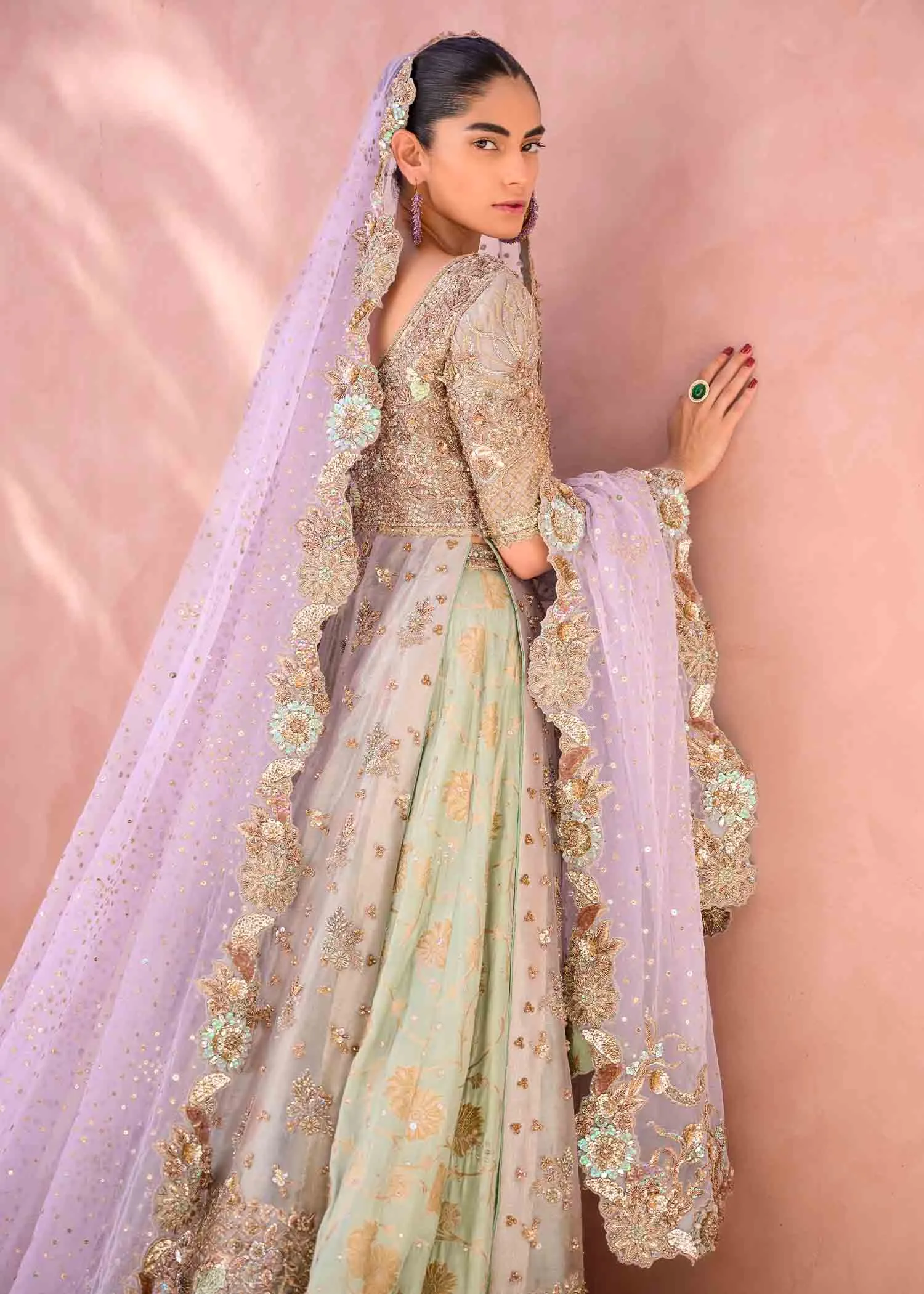 Pakistani Bridal Dress in Classic Lehenga Gown Style