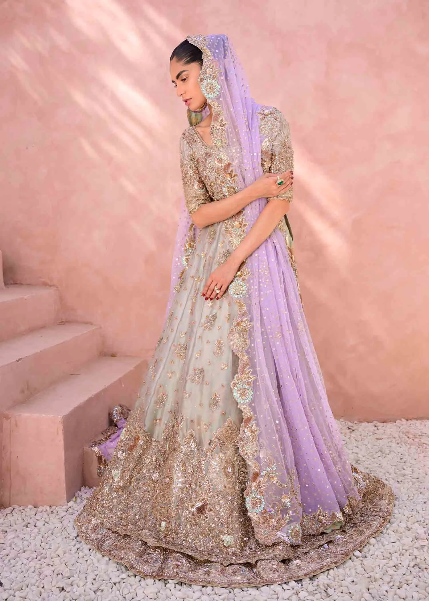 Pakistani Bridal Dress in Classic Lehenga Gown Style
