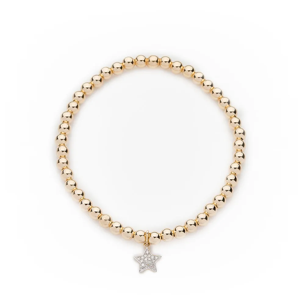 Pavé Diamond Star Bracelet in Yellow Gold