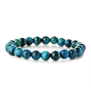 Peacock Blue Quartz Beaded Stretch Bracelet