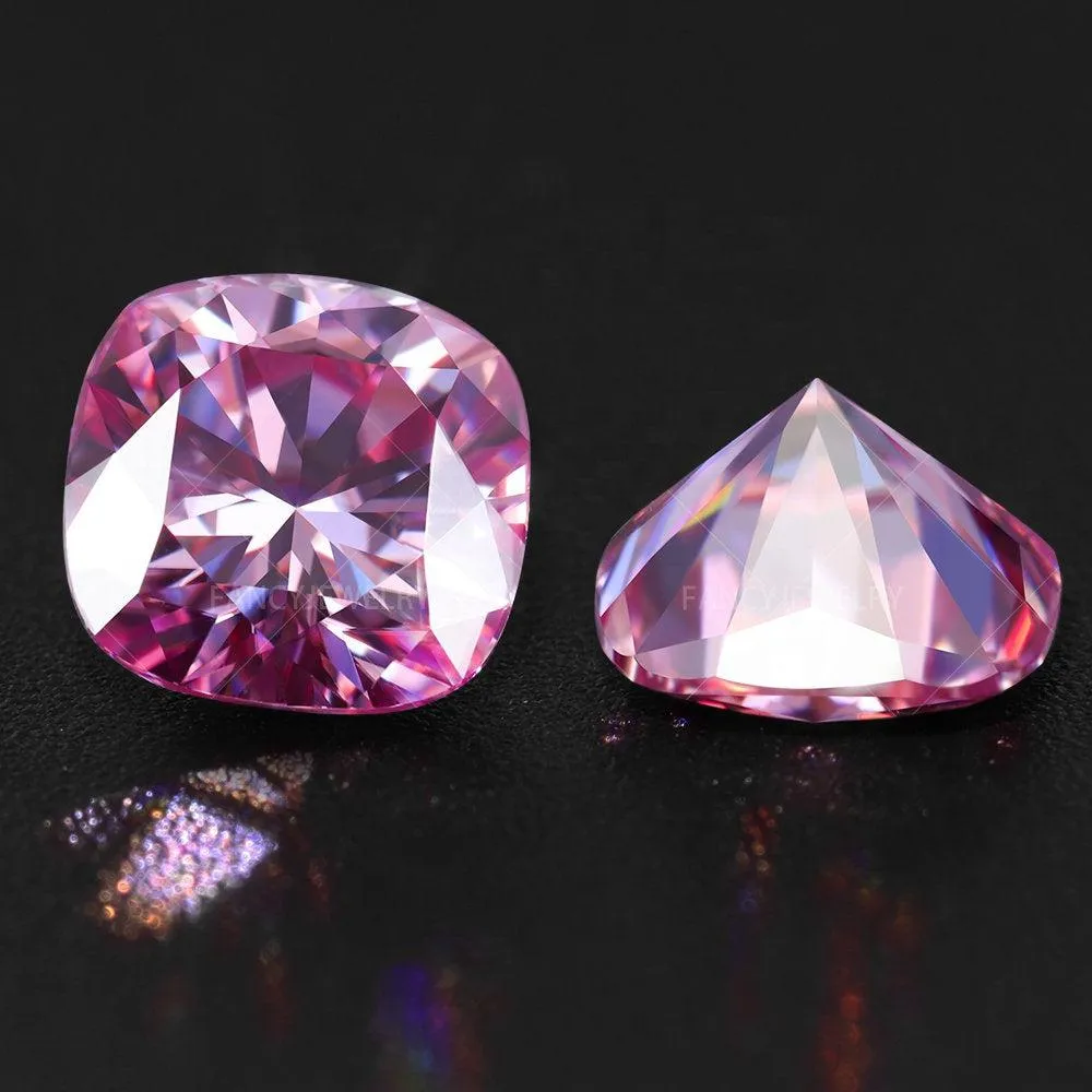 Pink Cushion Cut Loose Moissanite Stone | Excellent Cushion Cut | VVS1 with Certificate