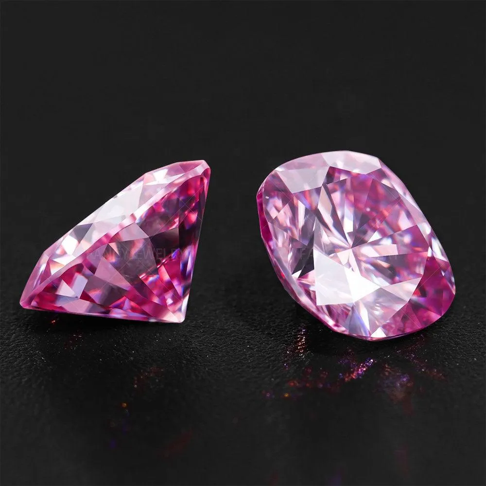 Pink Cushion Cut Loose Moissanite Stone | Excellent Cushion Cut | VVS1 with Certificate