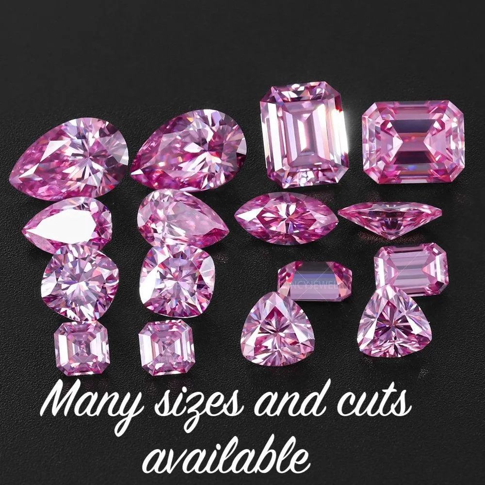 Pink Cushion Cut Loose Moissanite Stone | Excellent Cushion Cut | VVS1 with Certificate