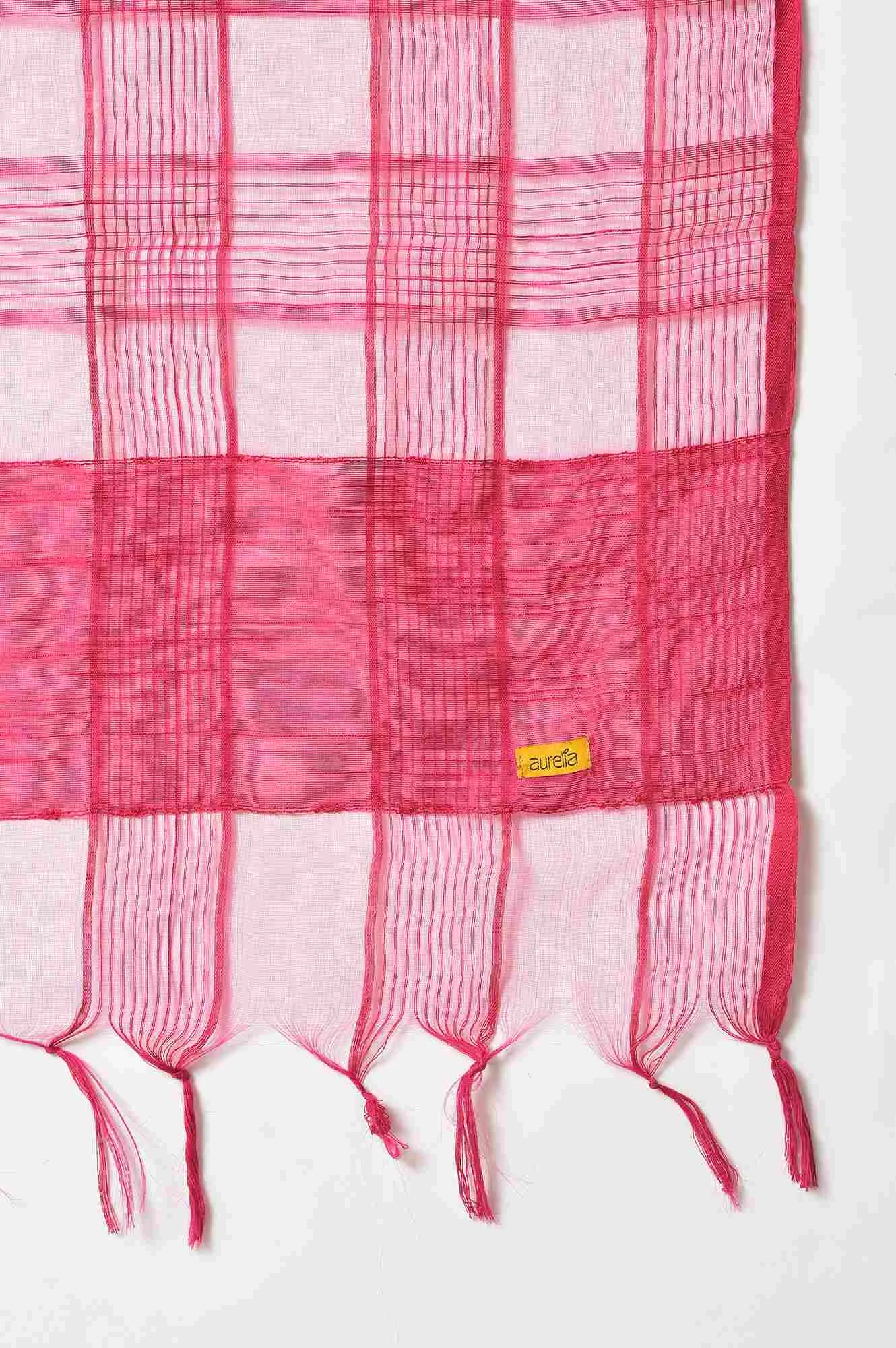 Pink Yarn-Dyed Woven Dupatta