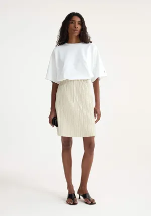 Plissé leather skirt | chalk