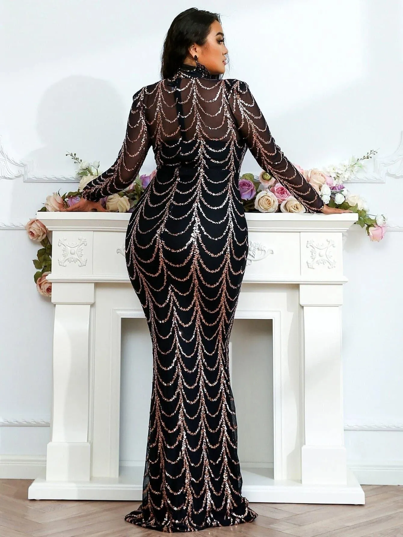 Plus Beads Chain Mermaid Prom Dress P0080