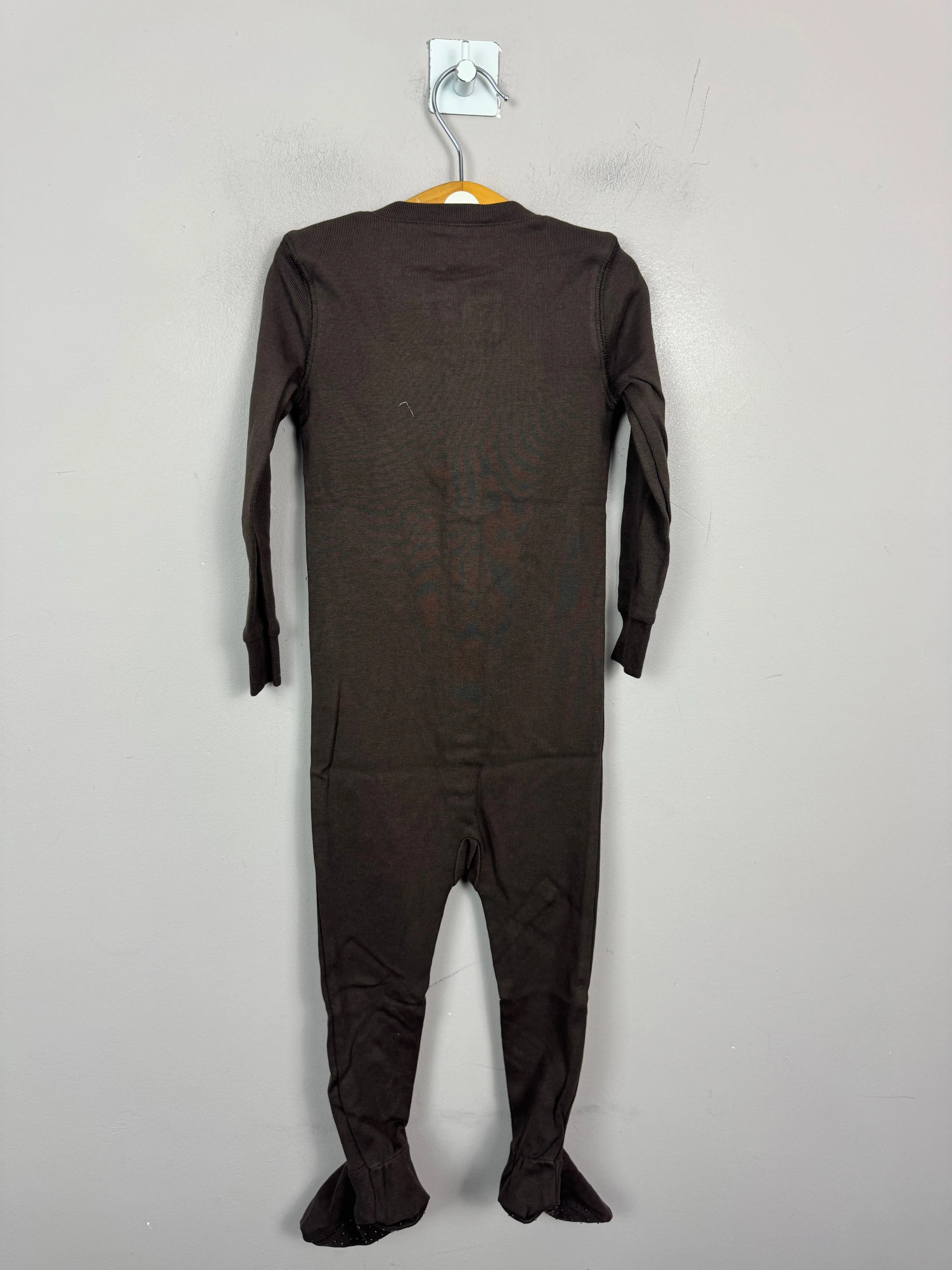 Primary Organic Sleepsuit - Plain dye Chocolate (New) 0-3m, 6-9m, 18-24m