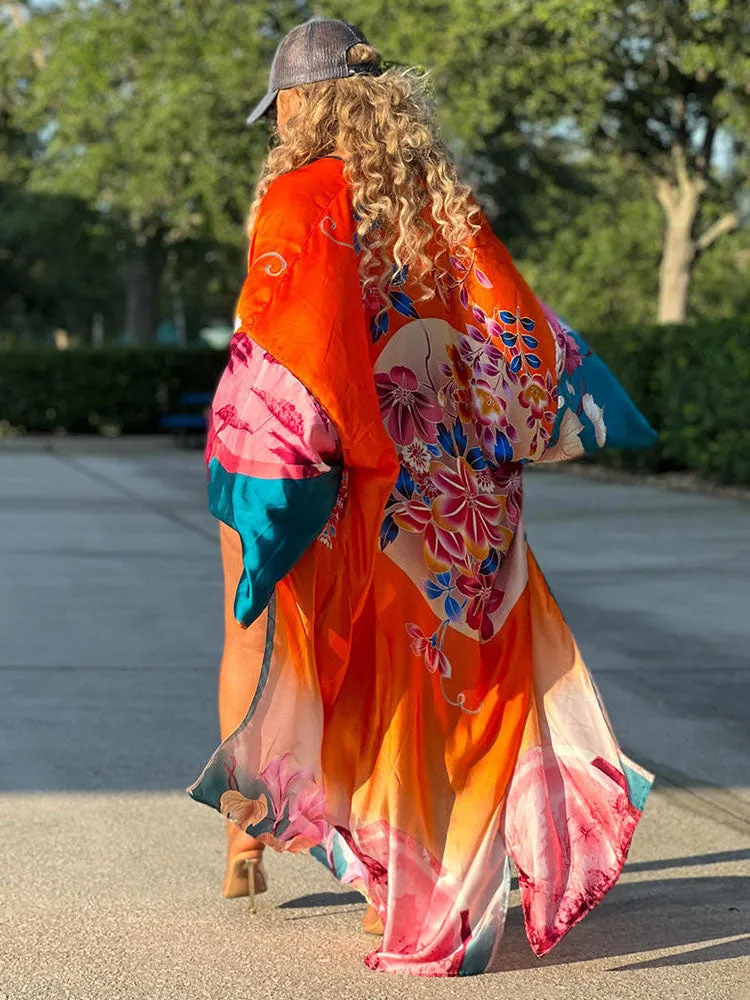 Printed Open Front Shawl Cardigan