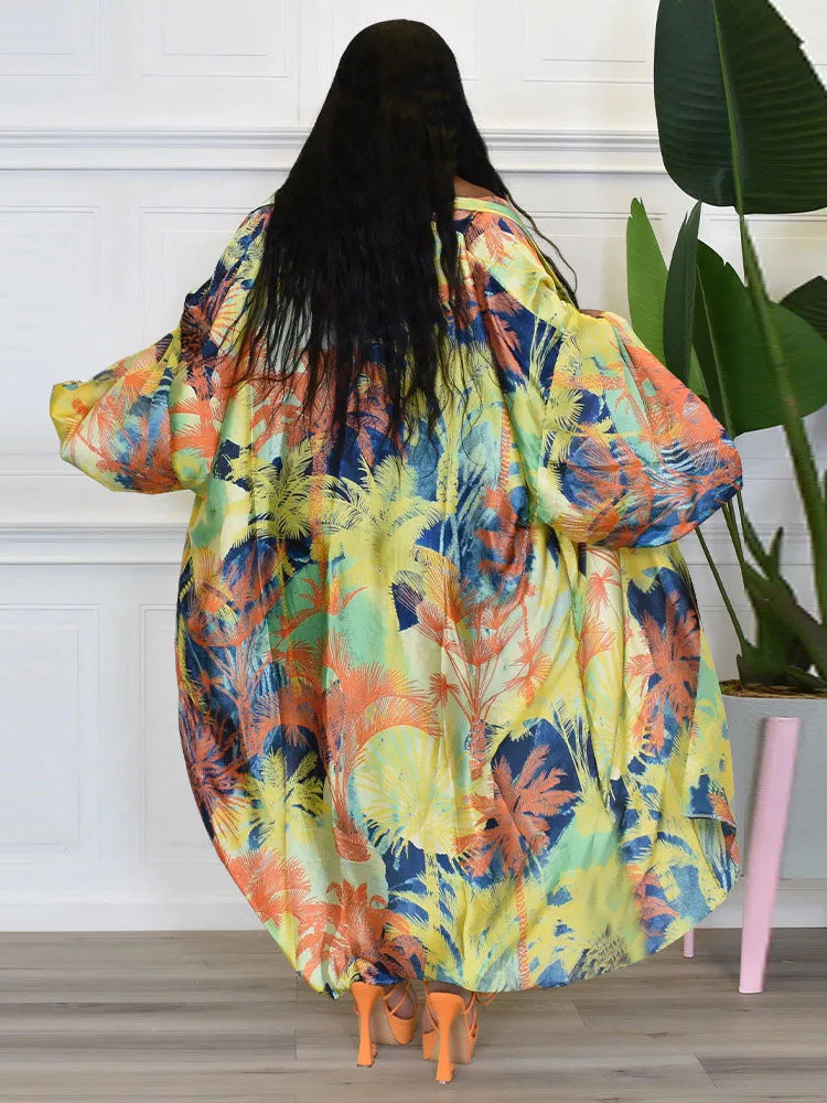 Printed Open Front Shawl Cardigan