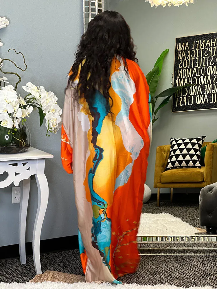 Printed Open Front Shawl Cardigan