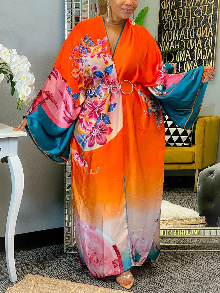 Printed Open Front Shawl Cardigan
